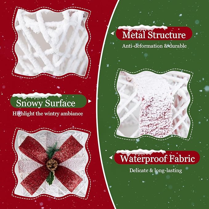 Tangkula Set of 3 Lighted Box, Pre-lit Present Boxes with 100 Warm White Lights, Exquisite Patterns, Bows, Ground Stakes, Indoor Outdoor Christmas Decoration for Yard Lawn