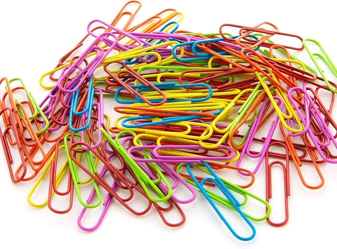 BAZIC Products Paper Clips – Assorted Color Jumbo 50mm, Color-Coated Metal Large Paper Clips for Office, Home, and School Use, 100/Pack, 72 Packs