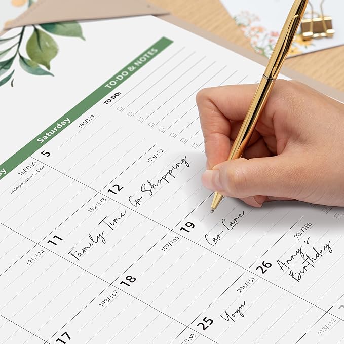 Large Desk Calendar 2025-2026 with Desktop Mat, Cabbrix Desk Pad Calendar 22 x 17 Inch Runs From July 2025 to December 2026 for Home Office and School, Leaf