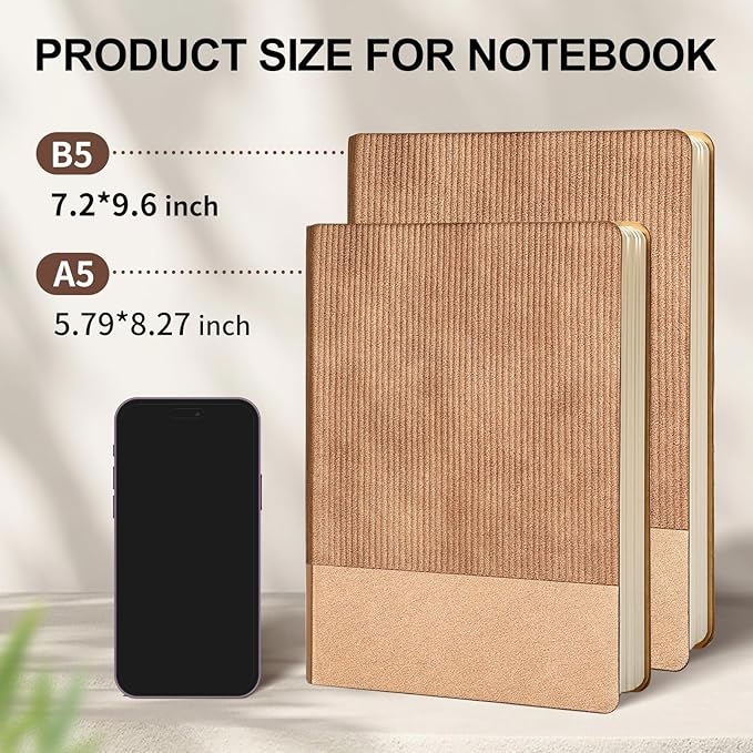 Lined Journal Notebook for Work College Ruled Note Book 7.2"x9.6" B5 PU Leather Daily Journaling 160 Pages for Women Men Writing Home School Supplies Business RoseGold
