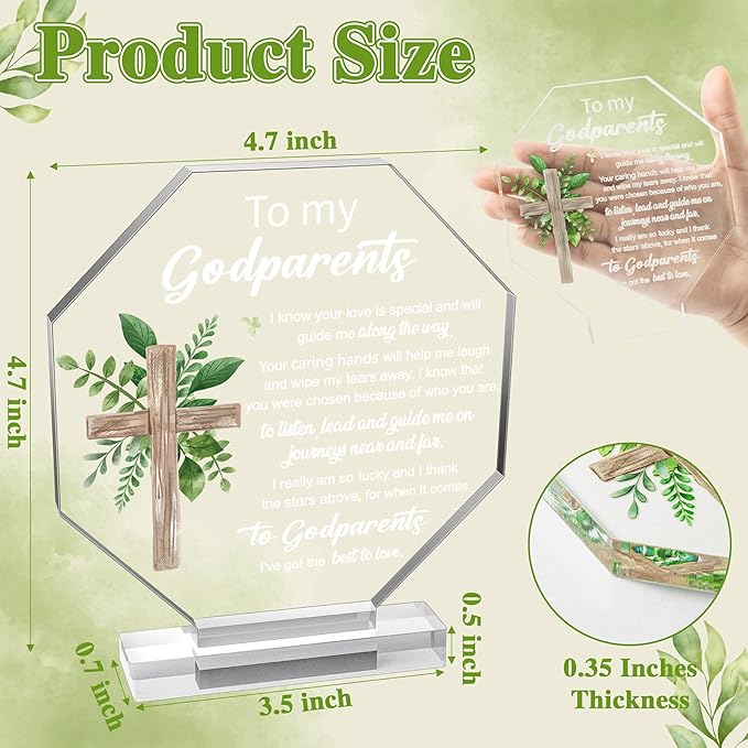 Yopyame Acrylic Gift for Godparents - Godparents Gifts from Godchild for Women Men Thank You for Being My Godparent Acrylic Plaque Office Table Decor Birthday Christmas Keepsake Gift for Godparents