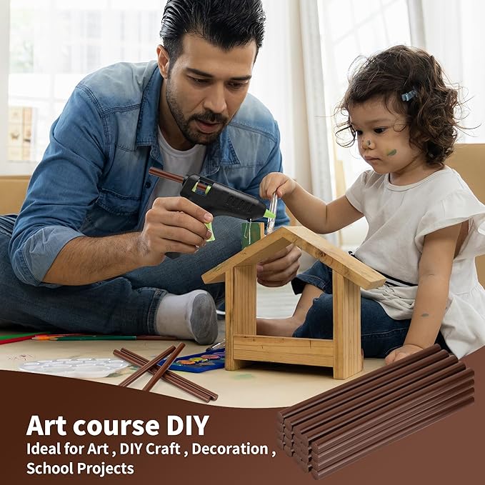 MATUFF Brown hot Glue Sticks Full Size 0.43” Dia x 8” Long, 20 pcs Hot melt Adhesive Glue Sticks, All-Purpose Colored Glue Gun Sticks for DIY Brown Crafting Arts and Home Decoration Repair Bonding