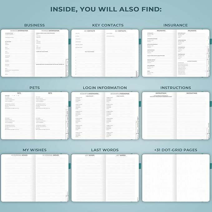 Clever Fox End of Life Planner – Final Arrangements Organizer for Beneficiary, Will Preparation, Last Wishes & Funeral Planning, A5 (Dark Teal)