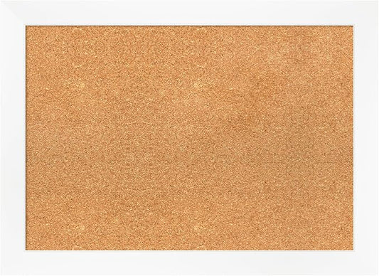 Amanti Art Natural Cork Board for Wall, 21x29 Vision Board with White Frame, Medium Corkboard Office Decor for Home Organization, Modern Corkboard Pinboard to Display Items for Home Organization in