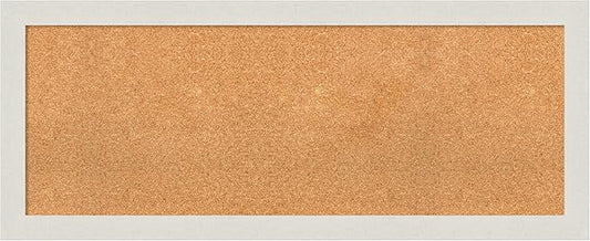 Amanti Art Natural Cork Board for Wall, 19x47 Vision Board with White Frame, Oversize Corkboard Office Decor for Home Organization, Country Rustic Corkboard Pinboard to Display Items for Home