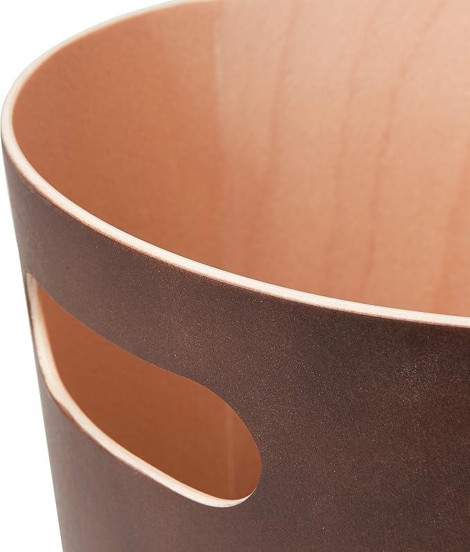 Umbra Woodrow, 2 Gallon Modern Wooden Trash Can Wastebasket or Recycling Bin for Home or Office, Espresso
