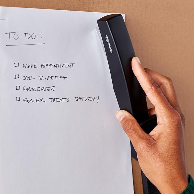 Amazon Basics Desktop Stapler with 1000 Staples, Office Stapler, Lightweight, Easy to Use, 25 Sheet Capacity, Non-Slip, Black, 3 Pack