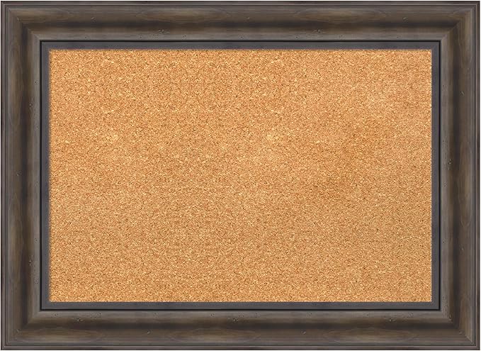 Amanti Art Natural Cork Board for Wall, 21x29 Vision Board with Brown Wood Frame, Medium Corkboard Office Decor for Home Organization, Country Rustic Corkboard Pinboard to Display Items for Home