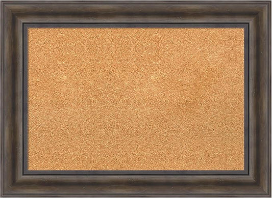 Amanti Art Natural Cork Board for Wall, 21x29 Vision Board with Brown Wood Frame, Medium Corkboard Office Decor for Home Organization, Country Rustic Corkboard Pinboard to Display Items for Home