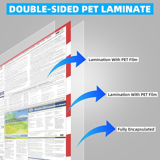 2026 Florida State and Federal Labor Laws Poster - English & Spanish Combo - OSHA Workplace Compliant - UV Waterproof Laminated 24" x 36" - Mandatory Regulations Posting for Employees