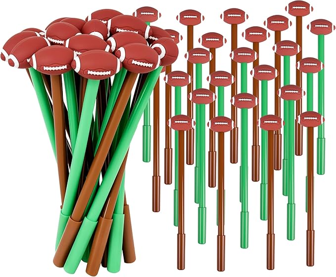 LiYiQ 25 Pcs Football Cartoon Cute Fun Pens for Kids Kawaii Football Shape Gel Black Ink Pen Cute Football Pens for School Office Home Student Kids Present