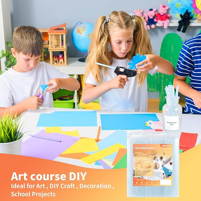 MATUFF Mini hot Glue Gun Sticks – 120 Pcs Clear hot Glue Sticks Dia 0.27” x 8” Long Mini Glue Stick, All-Purpose Glue Sticks Bulk for Crafting, Scrapbooking & More - Compatible with Most Glue Guns