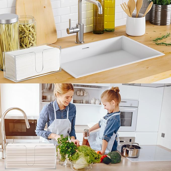 Acrylic Countertop Paper Towel Dispenser, Clear Trifold Napkin Holder, Suitable for Z-fold, C-fold or MultiFold Trifold Paper Towels for Bathroom and Kitchen