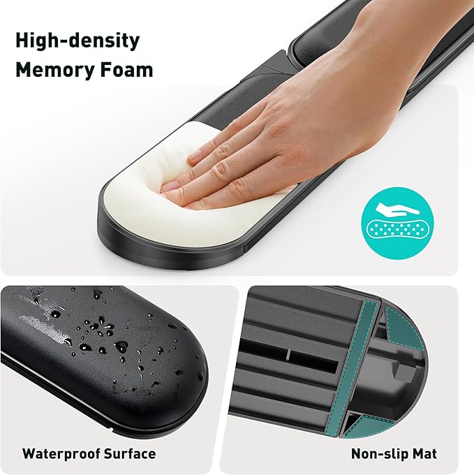 Keyboard Wrist Rest – Adj. Angle & 25” Length, Foldable Memory Foam Ergonomic Support for PC, Laptop, Gaming – Non-Slip, Typing & Mouse Pain Relief