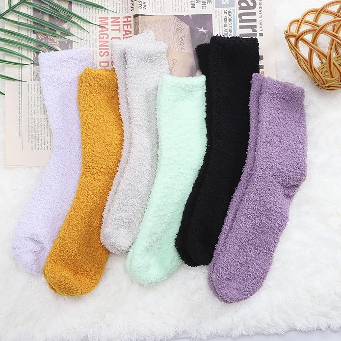 Womens Fuzzy Socks Microfiber Soft Cozy Warm Slipper Sleeping Winter Sock Fluffy Cabin Plush Stocking Stuffers