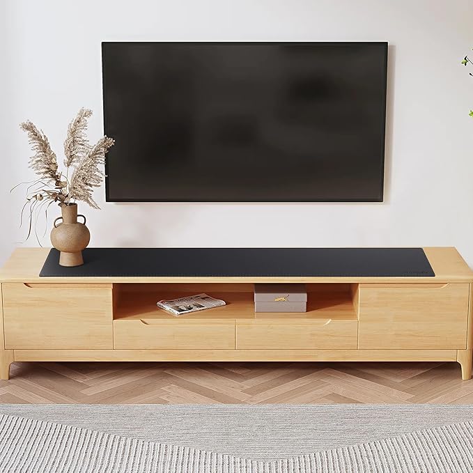 MAIDERN 47” x 7.9” Narrow Table Cover, Reversible Leather & Cork Console Table Mat, Long Slim Table Protector for Sofa Table, Entryway, Sideboard, Hallway, or Buffet Table (Black)