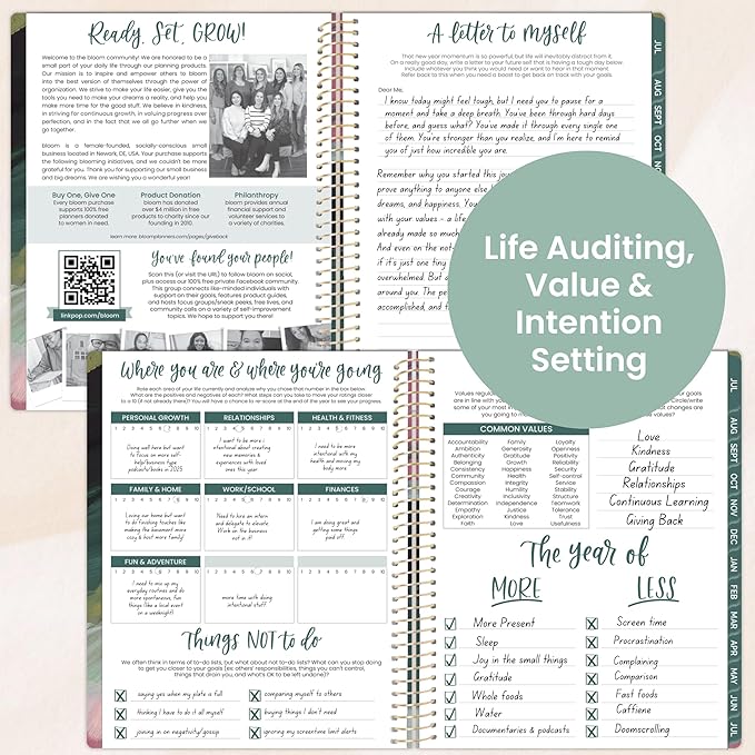 bloom daily planners 2025-2026 (8.5" x 11") Academic Year Day Planner (July 2025 - July 2026) - Weekly & Monthly Dated Agenda Organizer with Stickers & Tabs - Emerald Paint Strokes