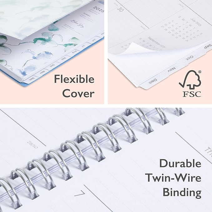 Blue Sky 2025 Weekly and Monthly Planner Calendar, January 2025 - December 2025, 8.5" x 11", Flexible Frosted Cover, Laminated Tabs, Wirebound, Storage Pocket, Lindley