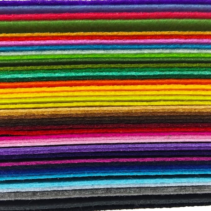 flic-flac 44PCS 8 x 12 inches (20 x 30cm) Assorted Color Felt Fabric Sheets Patchwork Sewing DIY Craft 1mm Thick … (20cm * 30cm, 44pcs)