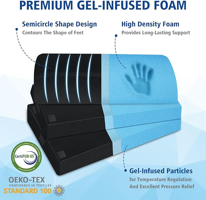 KAYFIA Foot Rest for Under Desk at Work XXL(20in) with 3 Adjustable Heights，Foot Stool with Supportive Gel Foam, Warmer Feet Pocket Footrest for Office Gaming Chair, for Leg Support -Black