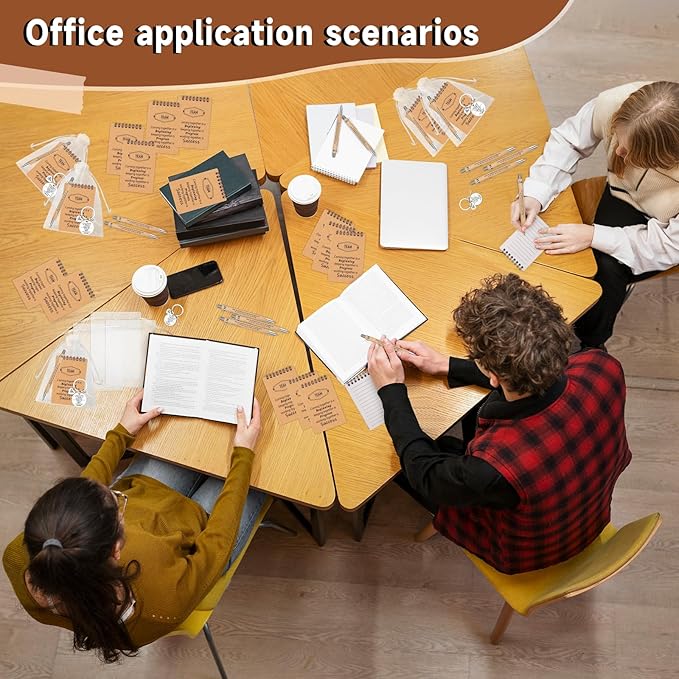 CZWZ 80 Pcs Employee Appreciation Gifts Set, Includes Notepads Pens Thank You Keychains and Organza Bags, Team Recognition Gifts for Coworkers Staff Employees Retirement Birthday Christmas(Brown)