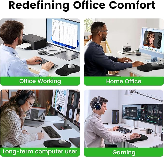 MEKASS Ergonomic Mouse Pad with Wrist Rest, Memory Foam Mousepad for Carpal Tunnel Pain Relief, Desk Computer Wrist Support Mouse Pad with Non-Slip PU Base for Office Home (Blue Gold Vein Marble)