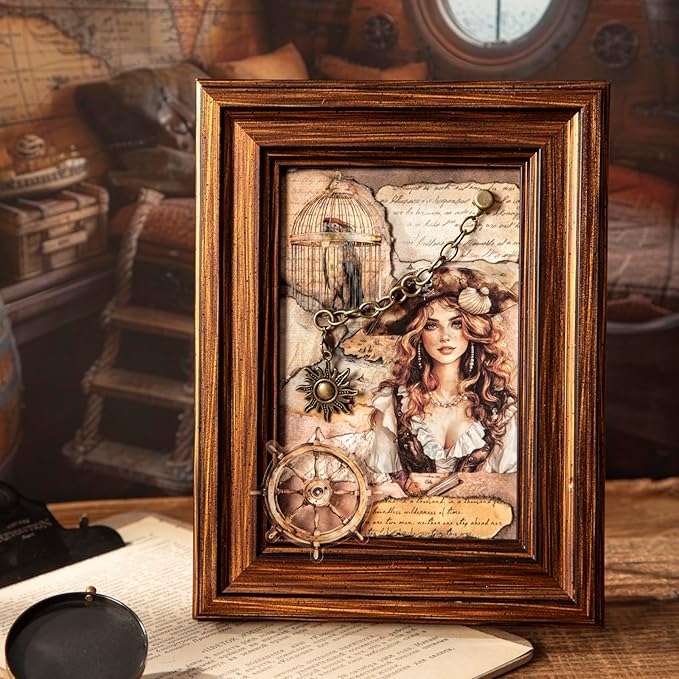 120Pcs Vintage Pirate PET Stickers, Maritime Travel Scrapbook Ephemera for Journaling Planners Waterproof Craft Supplies