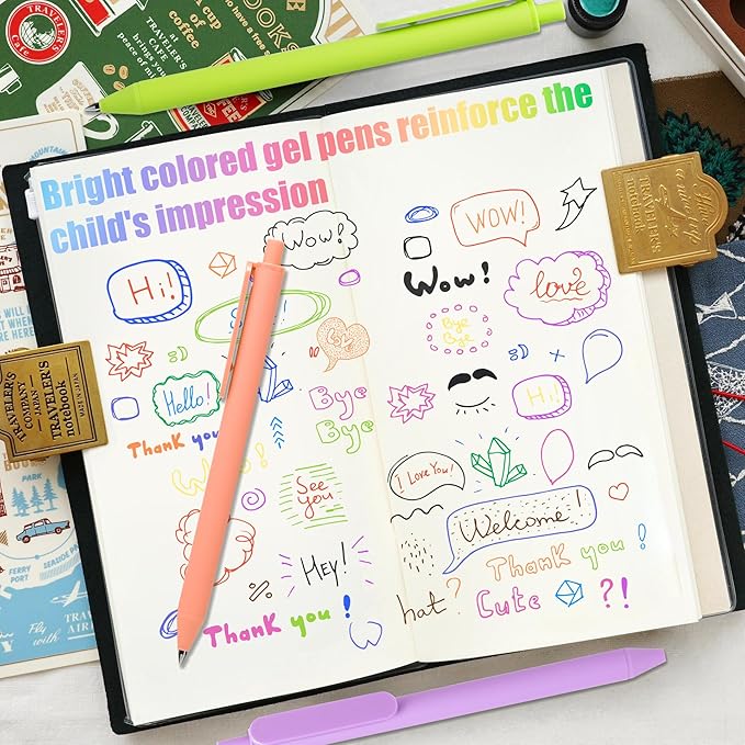 Gel Pens 12 Colors Retractable Quick Dry Ink Pens Fine Point 0.7mm, Smoooth Writing Pens Multicolor for Journaling, Drawing, Doodling, and Note Taking, Multicolor, 12-Count