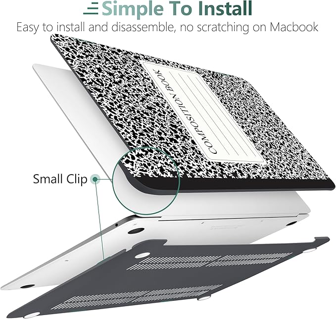 DONGKE Compatible with MacBook Air 13 inch Case 2021 2020 2019 2018 Release A2337 M1 A2179 A1932 with Retina Display & Touch ID, Plastic Hard Shell & Keyboard Cover - Composition Book