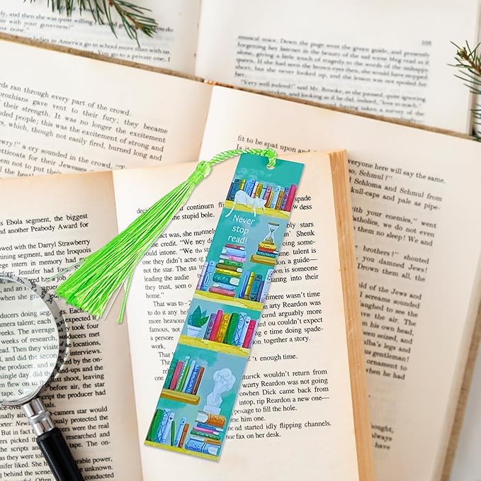 Metal Bookmark Bookshelf Bookmarks for Women Men Book Lovers Book Mark Set of 2 with Tassel Reading Book Accessories Book Marks for Reading Women Men Book Lovers Gifts