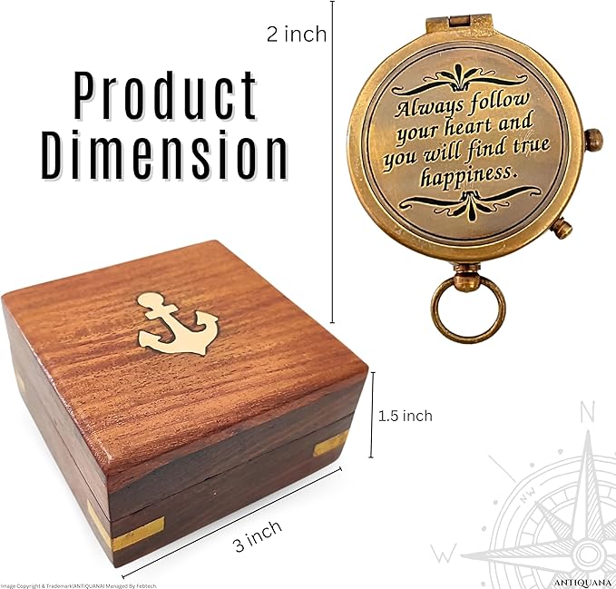 Brass Directional Engraved Compass, Baptism Gifts for Boys Girls, First Communion, Christian Gifts for Men, First Confirmation Gifts for Boys, Inspirational