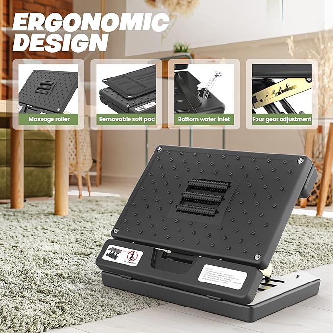 Foot Rest Under Desk, Height Adjustable Footrest with Massage Roller and Soft Pad, Foldable Ergonomic Foot Rest for Car, Underdesk, Home, Train(Black)
