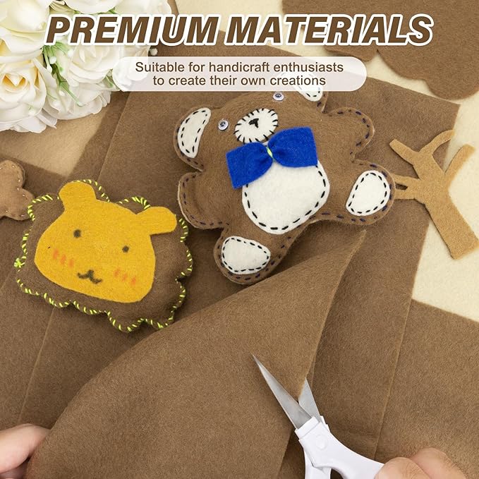 XSEINO 13 Rolls Dark Brown Felt Fabric,8"x35"(20.5x90cm) 1.4mm Thick Soft Felt Fabric Sheet for Crafts,Dark Brown Series Colors Soft Nonwoven Fabric,Fit for Decoration, Sewing, DIY Crafts