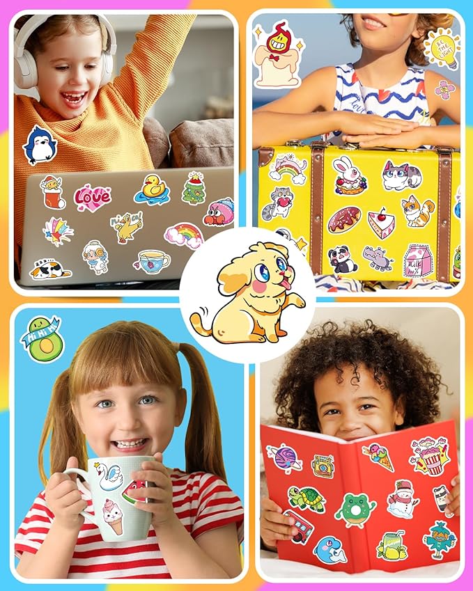 Stickers for Kids, 600Pcs Cute Water Bottle Stickers for Teens, Vinyl Waterproof Classroom Bulk Sticker Pack for Laptop School Student Gifts Classroom Teacher Prizes Kawaii Animal Sticker for Boy Girl