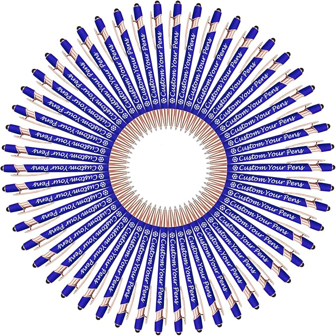 Amlion Personalized Custom Pens with Name Engraved Logo Text,200 Customized Writing Stylus Pen Promotional Item Gift for Men Women Office Business Wedding-Blue