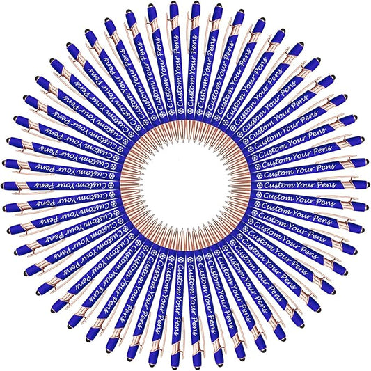 Amlion Personalized Custom Pens with Name Engraved Logo Text,200 Customized Writing Stylus Pen Promotional Item Gift for Men Women Office Business Wedding-Blue