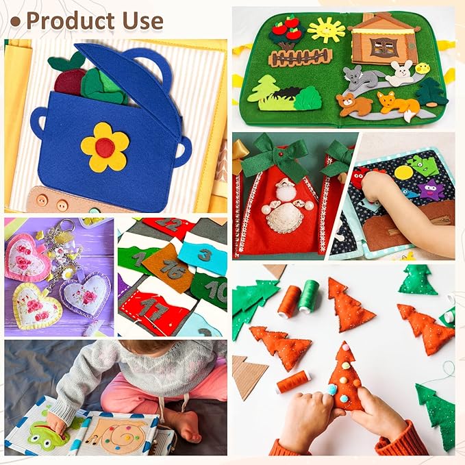 XSEINO 12 Rolls 8"x35"(20.5x90cm) 1.4mm Thick Soft Felt Fabric Sheet 12 Assorted Colors Felt Pack for DIY Craft Sewing Squares Nonwoven Patchwork