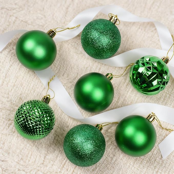 Christmas Tree Decorations Ornament Set, 60ct 2.36 Inches Green Shatterproof Christmas Ball Ornaments, Hanging Ball for Xmas Holiday Wedding Party Decor