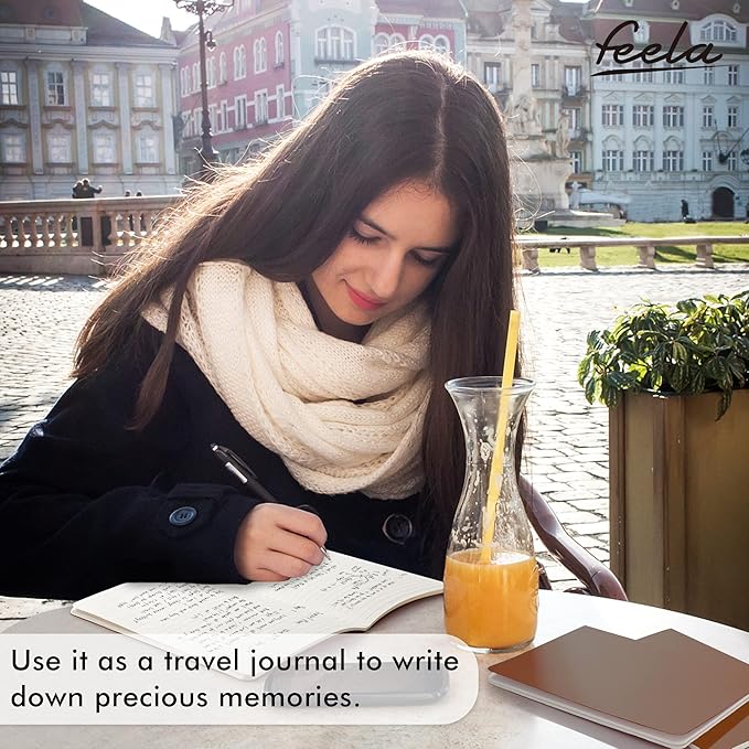 feela 16 Pack Soft Cover Journal Bulk, Lined Notebooks College Ruled for Work for Women Girl Writing, Blank Travel Journal Note Taking Notebook School Business Supplies, 8.2” x 5.5”, A5, Brown