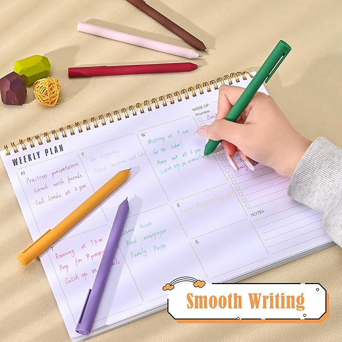 BAYTORY 8Pcs Colored Gel Pens, 0.5mm Fine Point Multicolored Ink Pen, Colorful Pens Smooth Writing for Note Taking and Marking Supplies (Khaki)