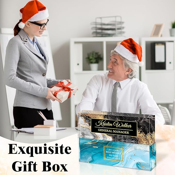 Ship Next Day-Custom Name Plate for Desk, Desk Name Plate Personalized, Acrylic Office Desk Accessories, Appreciation Gifts for Coworkers Employee Teachers Boss Women Men (Black Coast)