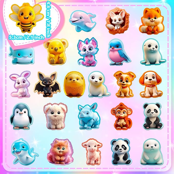 100PCS Cute Animal Stickers for Kids – Waterproof Vinyl Cartoon Sticker Pack for Water Bottles, Laptops, Journals, Scrapbooks, DIY Crafts & Party Favors