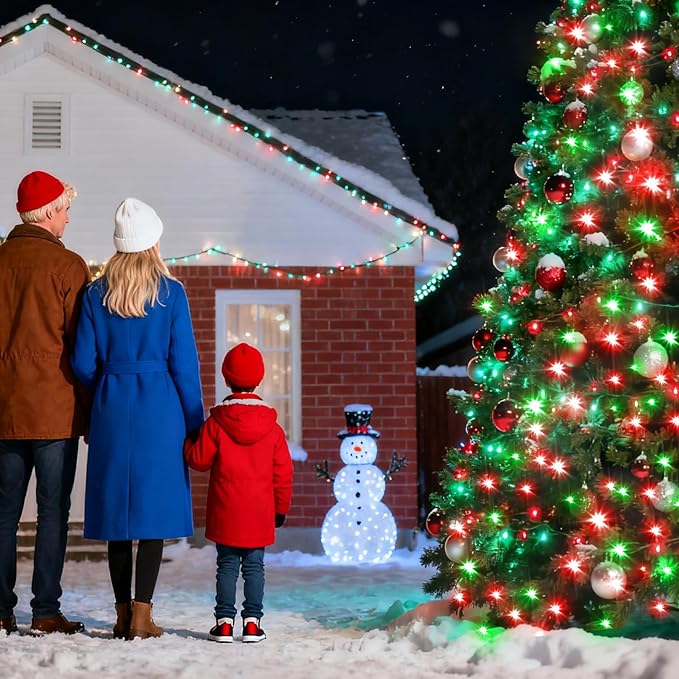 1500 LED Christmas Lights Outdoor with 12 Modes, 470FT Green Wire Christmas String Fairy Lights with Timer & Dimmable, Waterproof Twinkle Tree Lights for House Party Wedding Xmas Decor, Red & Green