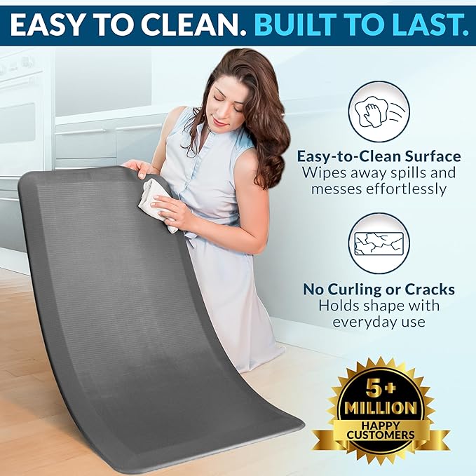 ComfiLife Anti Fatigue Floor Mat – 3/4 Inch Thick Kitchen Mats for Floor, Standing Desk Mat, Kitchen Rug – Comfort at Home, Office – Durable – Stain Resistant – Non-Slip Bottom (20" x 39", Charcoal)