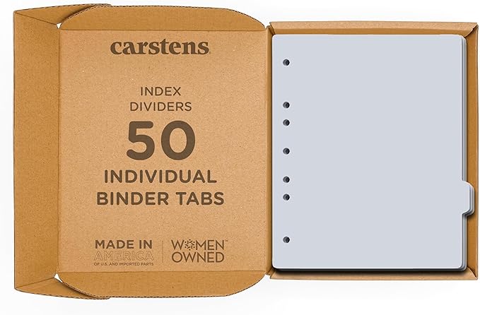 Carstens - Heavy Duty Plastic Ring Binder Dividers, Side Tab, 1/9 Cut, Tab 7 Position, US Letter, Cool Gray, Case of 50, (2618-16CS) - Ideal Medical Chart Dividers or Index Tabs for 3 Ring Binders