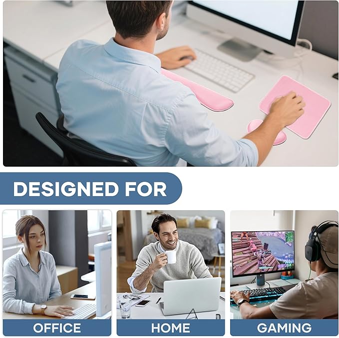 Office Ergonomic Memory Foam Computer Mouse and Keyboard Wrist Rest pad Support Carpal Tunnel, Wrist Rest for Keyboard and Mouse, Wrist Support Set