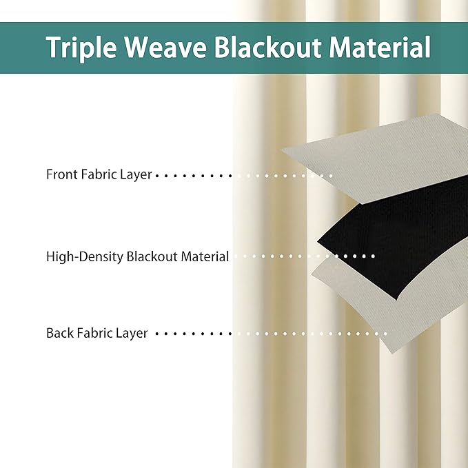 BONZER Room Divider Blackout Curtain Extra Wide Room Darkening Total Privacy Wall Noise Reducing for Apartment, Studio, 108L x 150W Inch (9L x 12.5W ft), 1 Panel, Cream