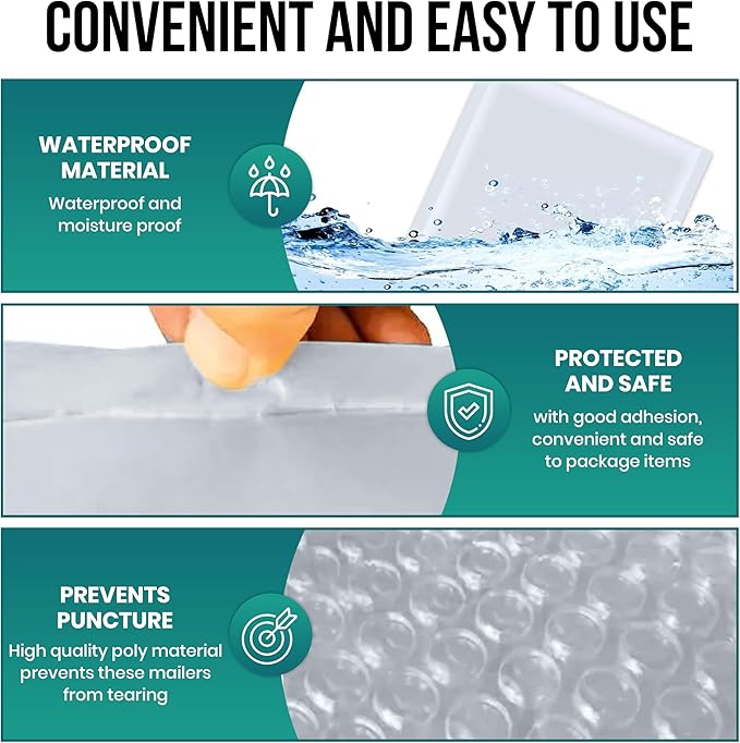 Levex - #2 8.5" x 12" [100 Pack] Poly Bubble Mailers, Padded Envelope Mailers, Packing Envelope & Mailing Bags for Shipping