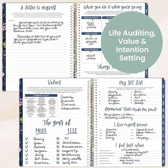 bloom daily planners 2026 Planner (January to December) - 8.5” x 11” Weekly & Monthly Dated Agenda Organizer Book with Stickers & Tabs - Flexible Soft Cover - Garden Party, Navy