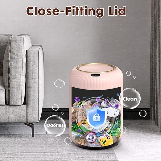 Procade Automatic Motion Sensor Bathroom Trash Can with Lid, 3 Gallon Touchless Trash Bin, Smart Plastic Garbage Can, Mini Pink Wastebasket for Toilet, Office, rv, Bedroom, Living Room